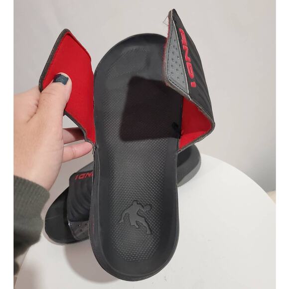 And1 Mens Swish 2.0 Adjustable Slide Sandals Size 7 Black Gray Red Comfort - Picture 9 of 11